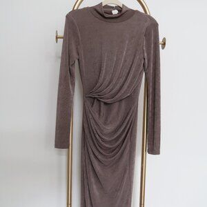 JLUXLABEL Grey-Brown Mock-neck Dress